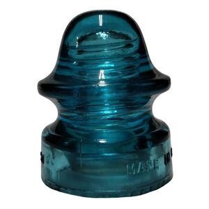 Vintage Hemingray-20 Aqua Blue Glass Insulator Made in USA Beehive Shape 4 Inch